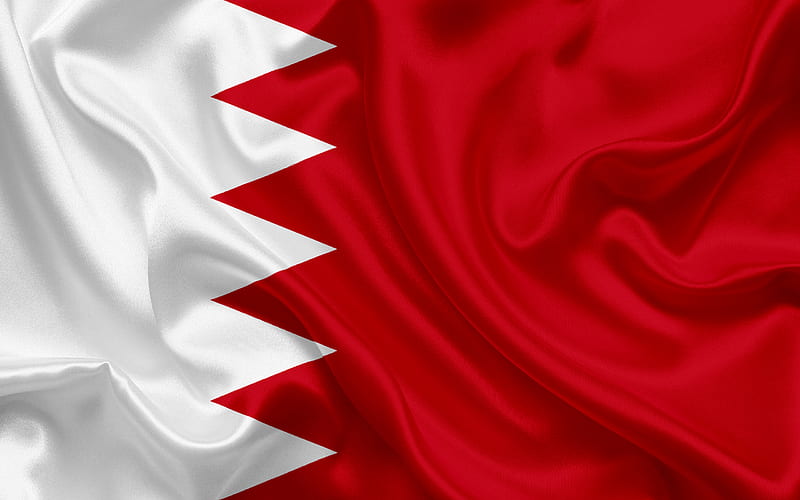 Flag of Bahrain, Kingdom of Bahrain, Asia, silk flag, HD wallpaper