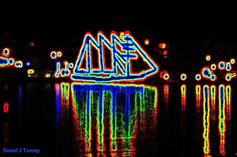 Neon Sailboat, danieltowsey, HD wallpaper
