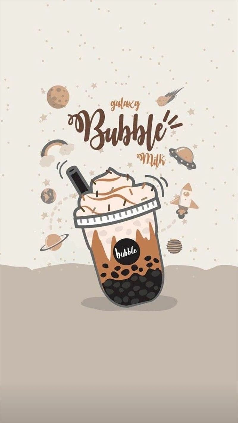 Boba tea cellphone background lock screen wallpaper for iPhone android from  Taste Made  Tea wallpaper Cute food drawings Cute drawings