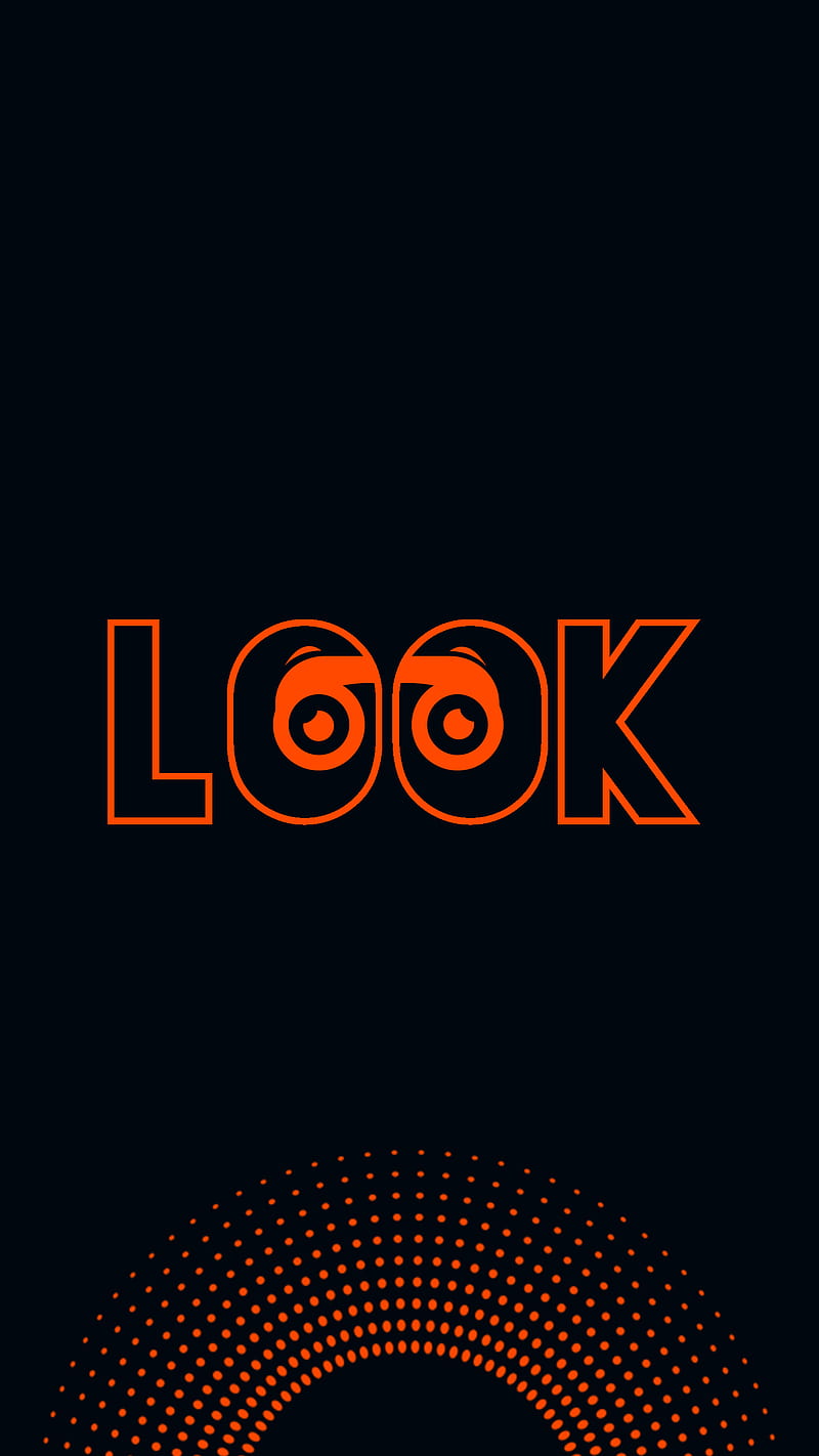Look, Artyns, basic, black, carefuly, colorful, dark, dots, emotions, eye, eyes, icon, iconic, orange, read, red, text, vector, vectorel, word, HD phone wallpaper