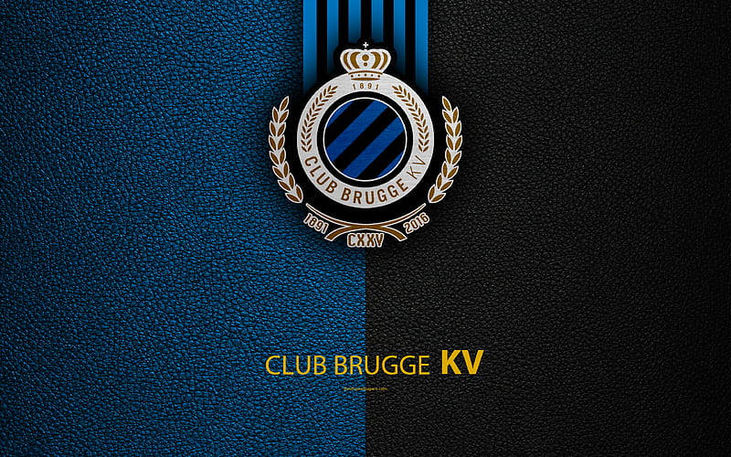 Club Brugge KV Belgian Football Club, Brugge FC, logo, emblem, Jupiler Pro League, leather texture, Bruges, Belgium, Belgian First Division A, football, HD wallpaper