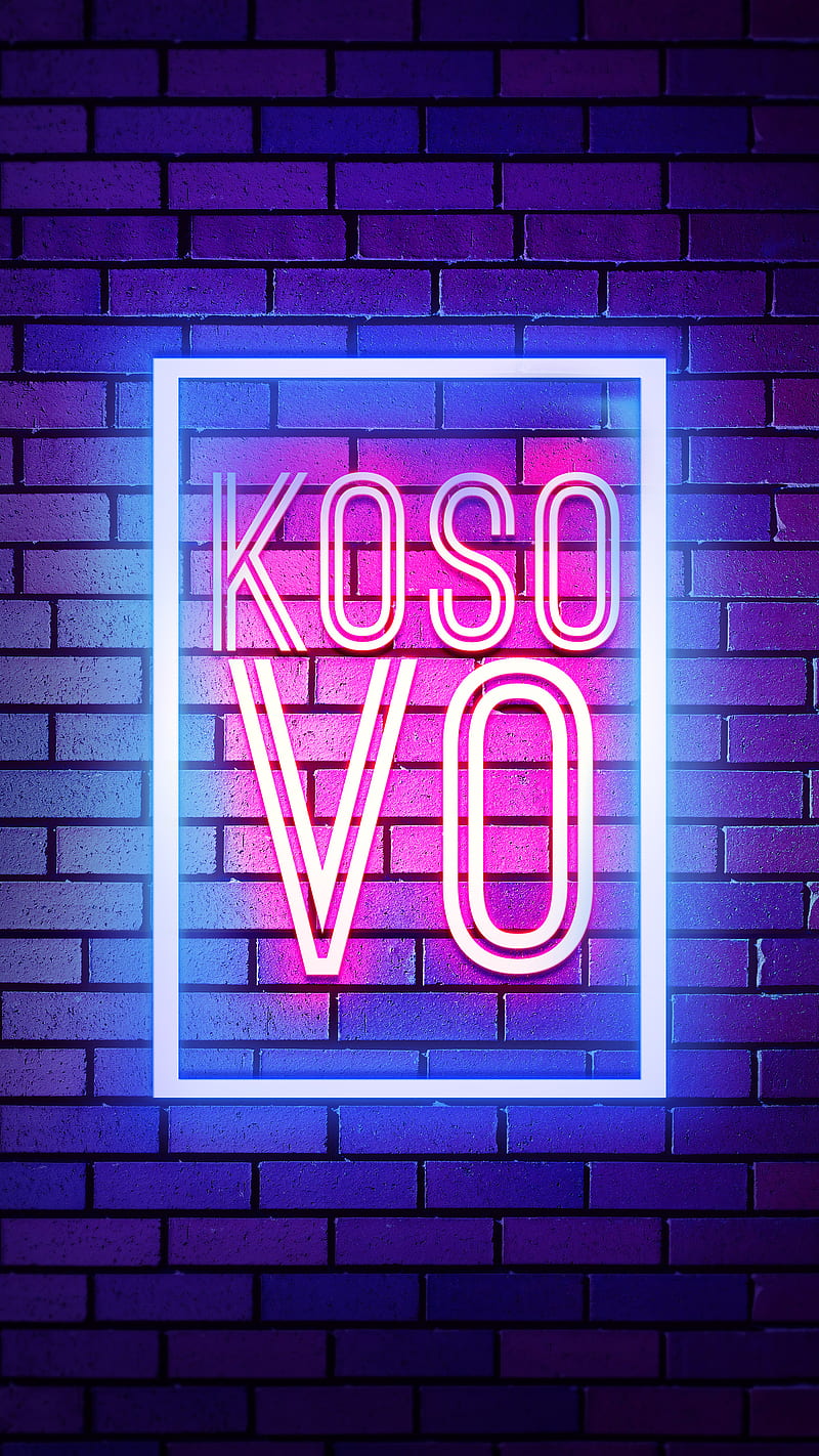 Kosovo, Kosovo country, Neon Kosovo, countries, country, country name, HD phone wallpaper