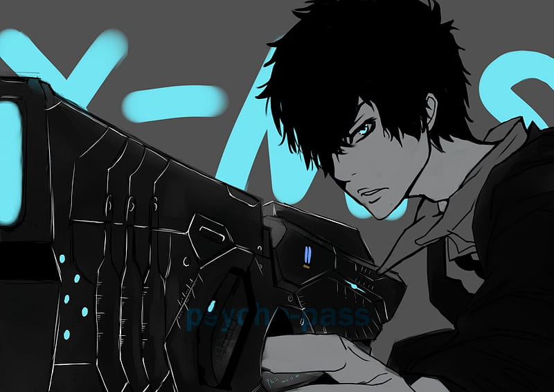 Psycho Pass, Cant think of a fourth, Gun, gris, Blue, HD wallpaper