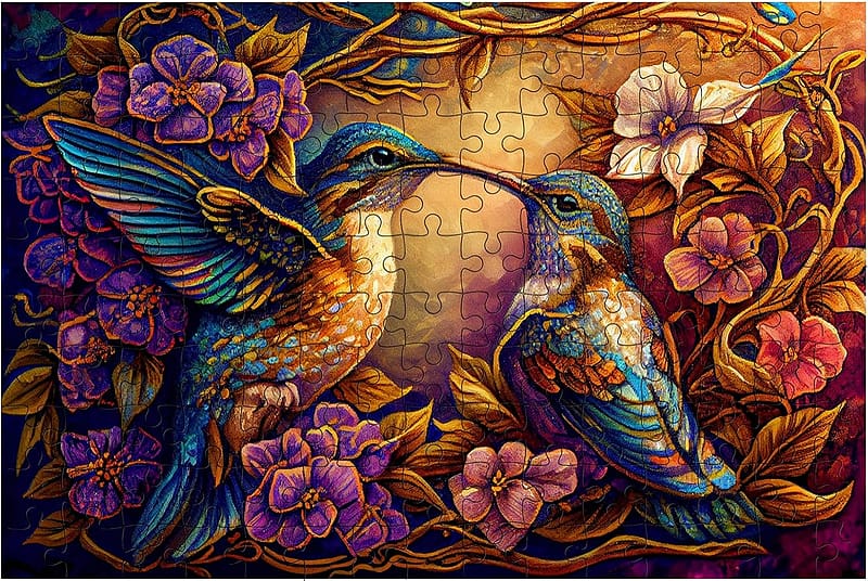Tiny Birds, humming, two, puzzle, jigsaw, HD wallpaper