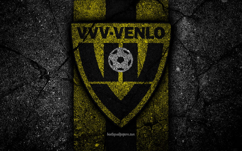 Venlo FC, logo, Eredivisie, soccer, grunge, Holland, football club, Venlo, asphalt texture, FC Venlo, HD wallpaper