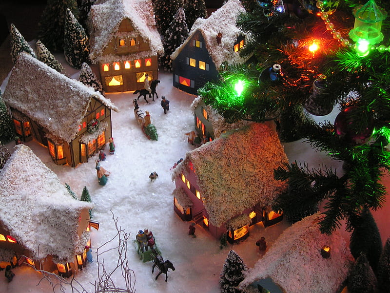 Christmas Village View4 End, brecksville, christmas, village, ohio, tradition, HD wallpaper