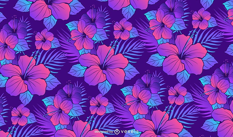 Pattern, pink, flower, texture, hibiscus, vara, blue, vexels, purple, summer, HD wallpaper