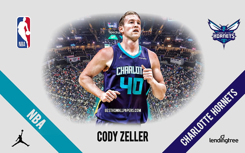Cody Zeller, Charlotte Hornets, American Basketball Player, NBA, portrait, USA, basketball, Spectrum Center, Charlotte Hornets logo, HD wallpaper