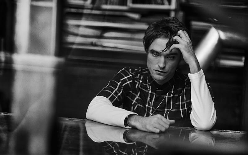 Robert Pattinson actor, guys, monochrome, HD wallpaper