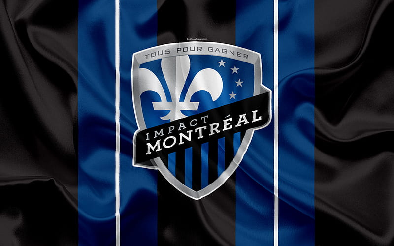 Montreal Impact FC, American Football Club, MLS, USA, Major League Soccer, emblem, logo, silk flag, Montreal, Canada, football, HD wallpaper