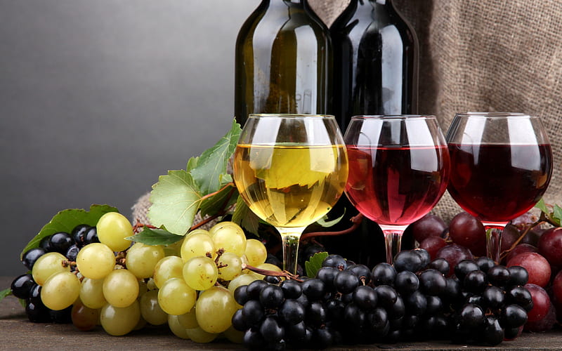 ~ Wine from Vineyards ~, Entertainment, dinner, holidays, mouth, glasses, excellent, grapes, white wine, nice, drink, Wine from Vineyards, bottles, any occasion, delicious, Celebrations, vineyards, New Year, scent, swallow, red wine, sunshine, HD wallpaper