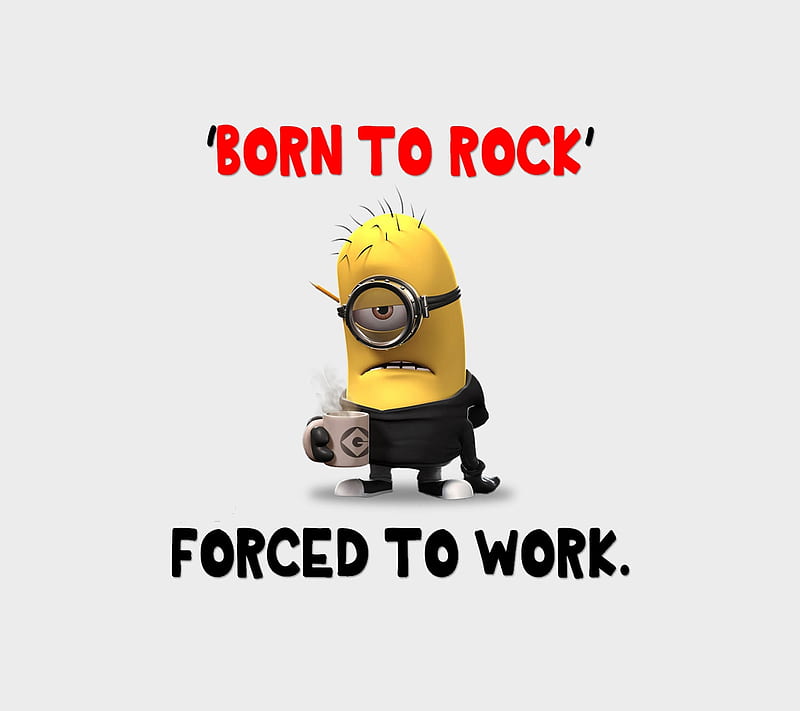 Minion Born To ROCK, banana, force, sad, work, HD wallpaper