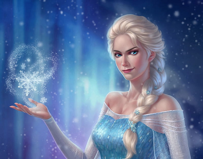 Elsa, crystalrain, blue, winter, iaran, frumusete, luminos, fantasy, crystalrain272, girl, snow queen, frozen, HD wallpaper