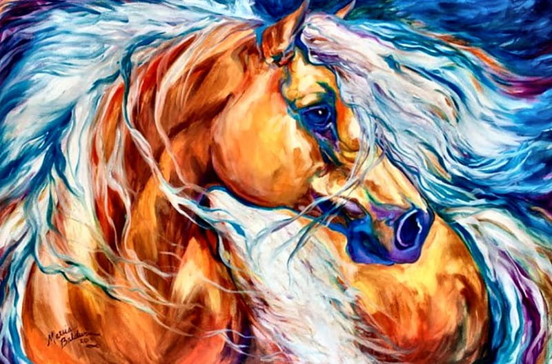 Palomino Beauty - Horse , art, palomino, painting, wide screen, equine, horse, artwork, animal, HD wallpaper