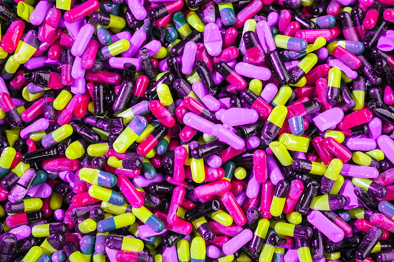 assorted-color medication capsule lot, HD wallpaper
