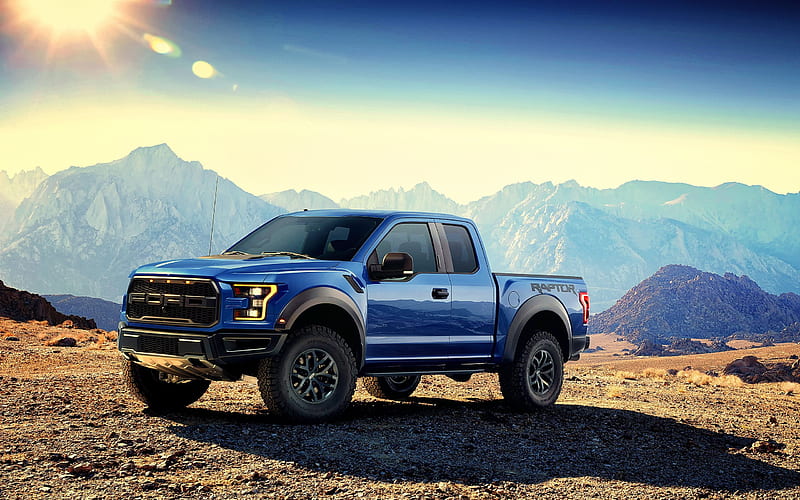 Ford Raptor F-150, 2016 cars, mountains, offroad, blue raptor, HD wallpaper
