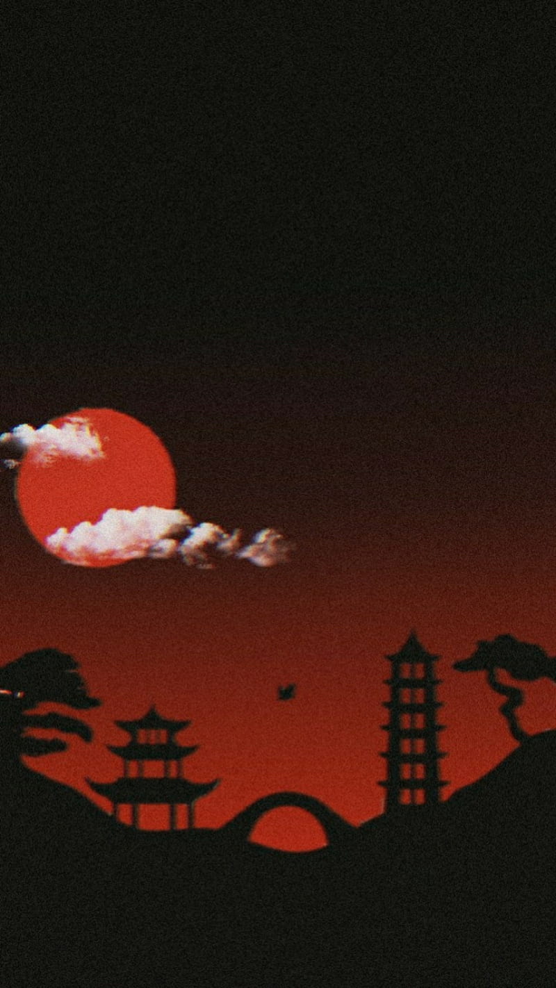 Luna roja, japón, japoneses, noche, puentered, Fondo de pantalla de  teléfono HD | Peakpx