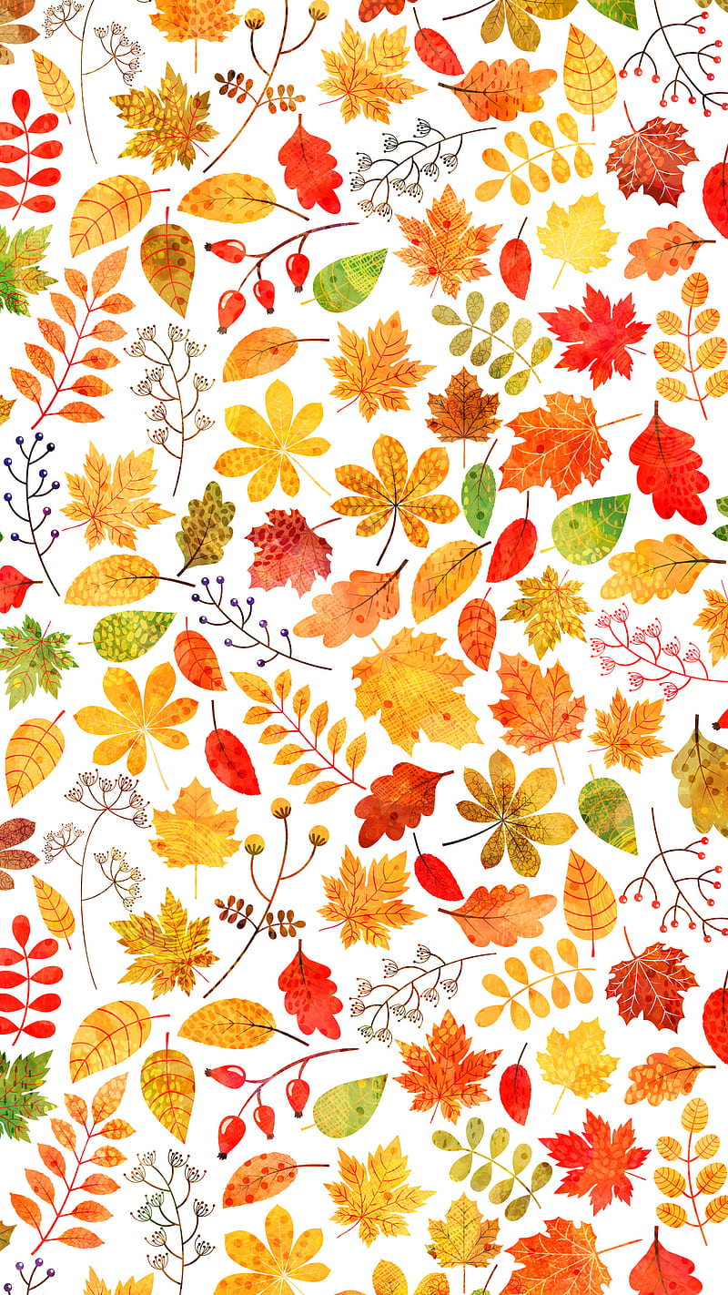Falling Autumn Leaves, Pravokrug, leaf; autumn; pattern; fall; yellow;  cartoon; red; twig; flat; simple; background; September; October, HD phone  wallpaper | Peakpx
