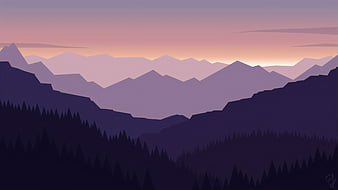 Mountains in forest scenery Minimalist design Wallpaper 4k HD ID:6345
