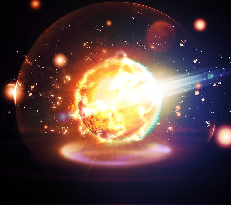 Nuclear Explosion, anaglyph, high-contrast, lights, HD wallpaper