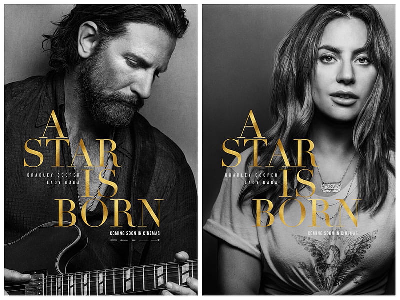 A Star Is Born (2018), man, actor, a star is born, Bradley Cooper, couple, poster, Lady Gaga, movie, woman, singer, girl, actress, HD wallpaper