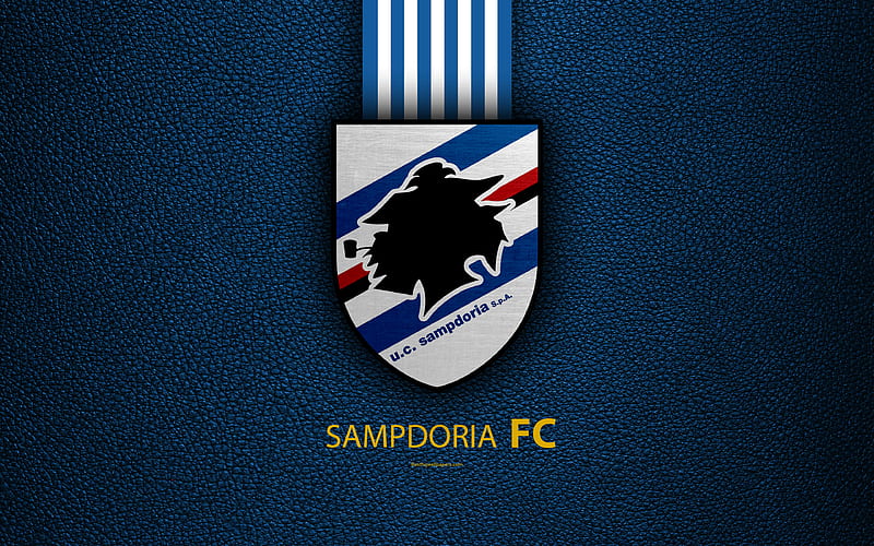 Sampdoria FC Italian football club, Serie A, emblem, Sampdoria logo, leather texture, Genoa, Italy, Italian Football Championships, HD wallpaper