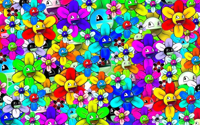 many colors, 3d, cool, flowers, desenho, fun, abstract, HD wallpaper