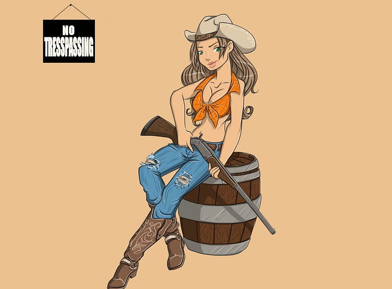 Cowgirl On Duty, art, female, westerns, boots, fun, abstract, barrels, women, guns, signs, cowgirls, passion, girls, drawings, HD wallpaper