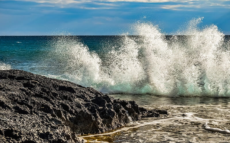 Rocky Coast in Cyprus, Cyprus, coast, sea, wave, HD wallpaper