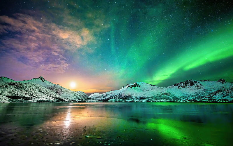 Aurora Northern Lights , Nature, , , Background, and, Green Northern Lights, HD wallpaper