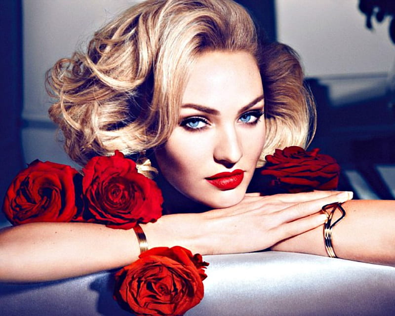 Candice Swanepoel Red Model Rose Max Factor Blonde Woman Lips