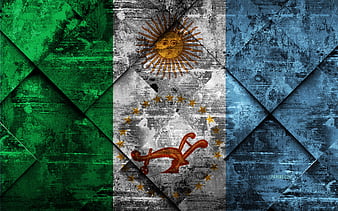Flag of La Pampa grunge art, rhombus grunge texture, Argentine Province ...
