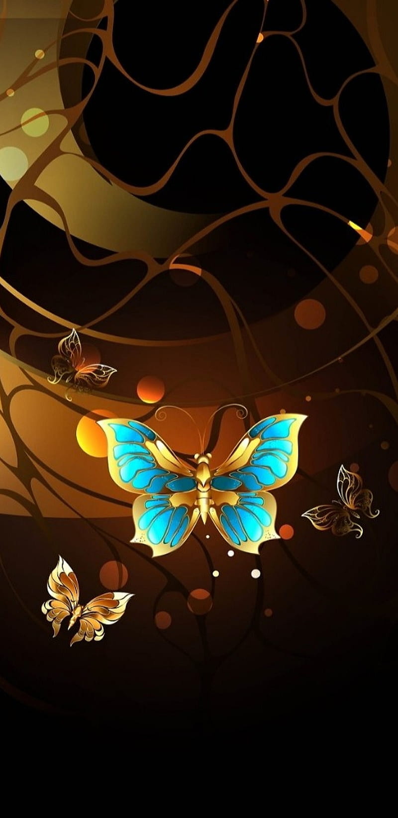 Butterflies Affect, butterfly, gold, golden, teal, HD phone wallpaper