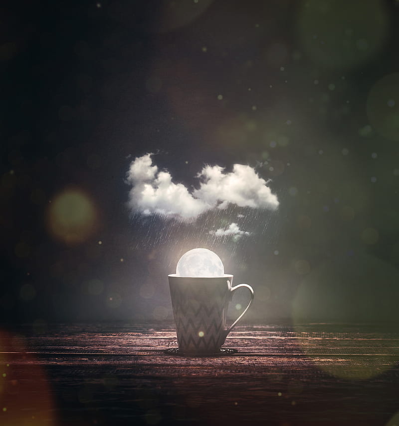 mug, moon, cloud, rain, glare, hop, HD phone wallpaper