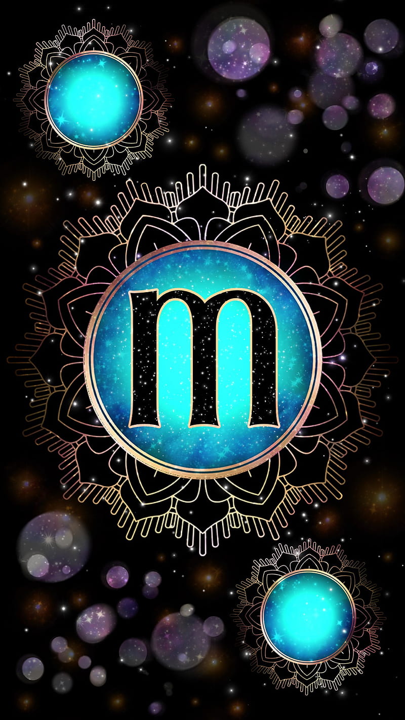 Magick Mandala M, galaxy, glow, initial m, letter m, magic, occult, orb, HD phone wallpaper