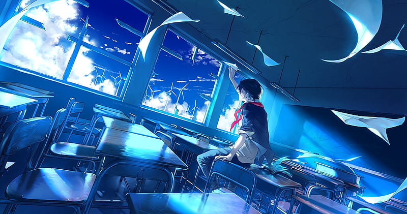 Old School, school, boy, anime, magic, sky, old, blue, school uniform, HD  wallpaper | Peakpx