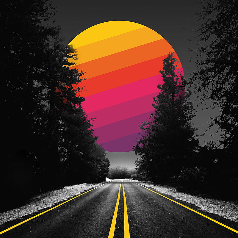 Adventure Road Abstract Colorful Sun, artist, abstract, artwork, digital-art, sun, HD phone wallpaper