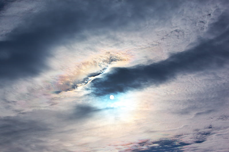 moon, clouds, sky, evening, HD wallpaper