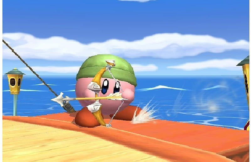 Kirby Link With arrow, cute, water, ship, link, puffball, crossbow, kirby, arrow, HD wallpaper
