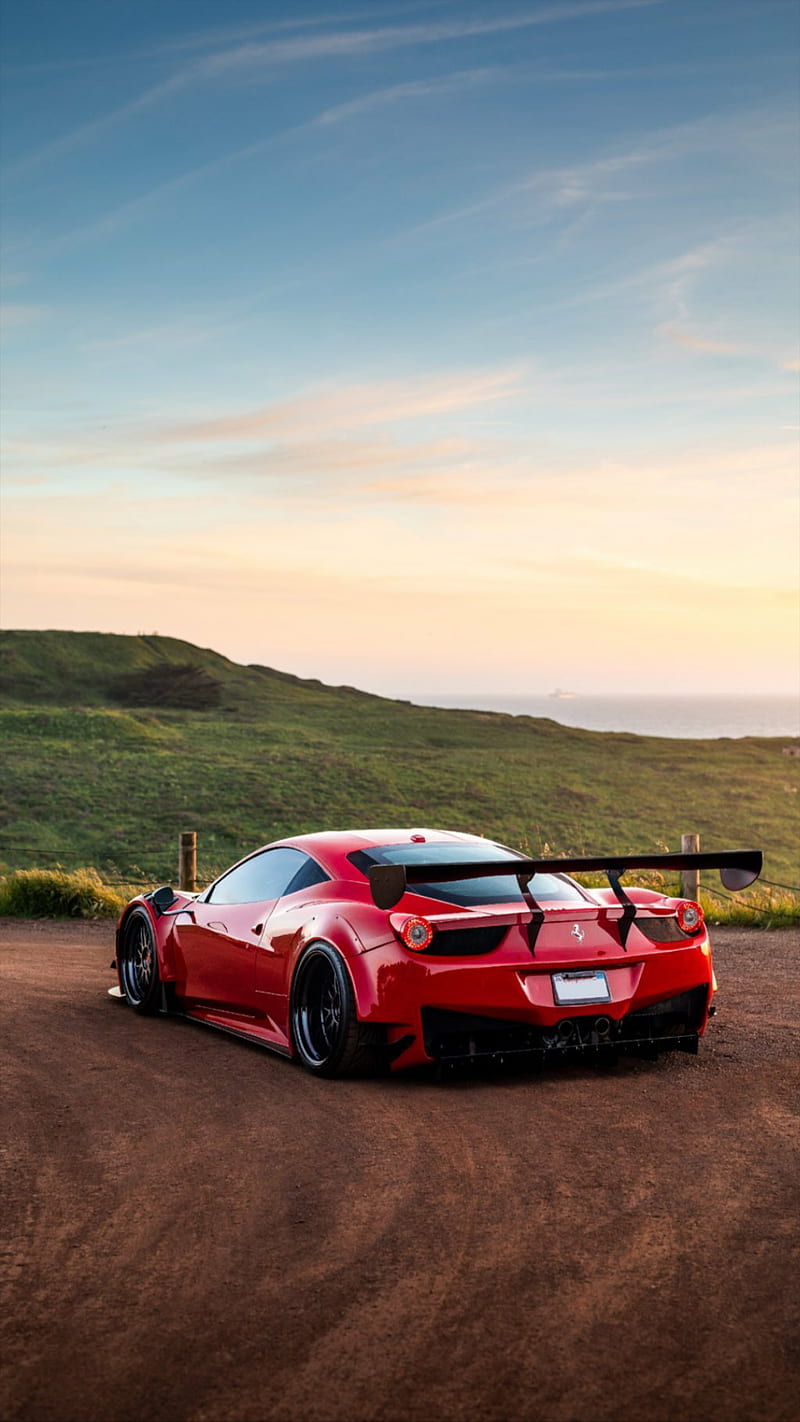 Ferrari 458 GT3, car, new, red, esports, sunset, supercar, HD phone wallpaper