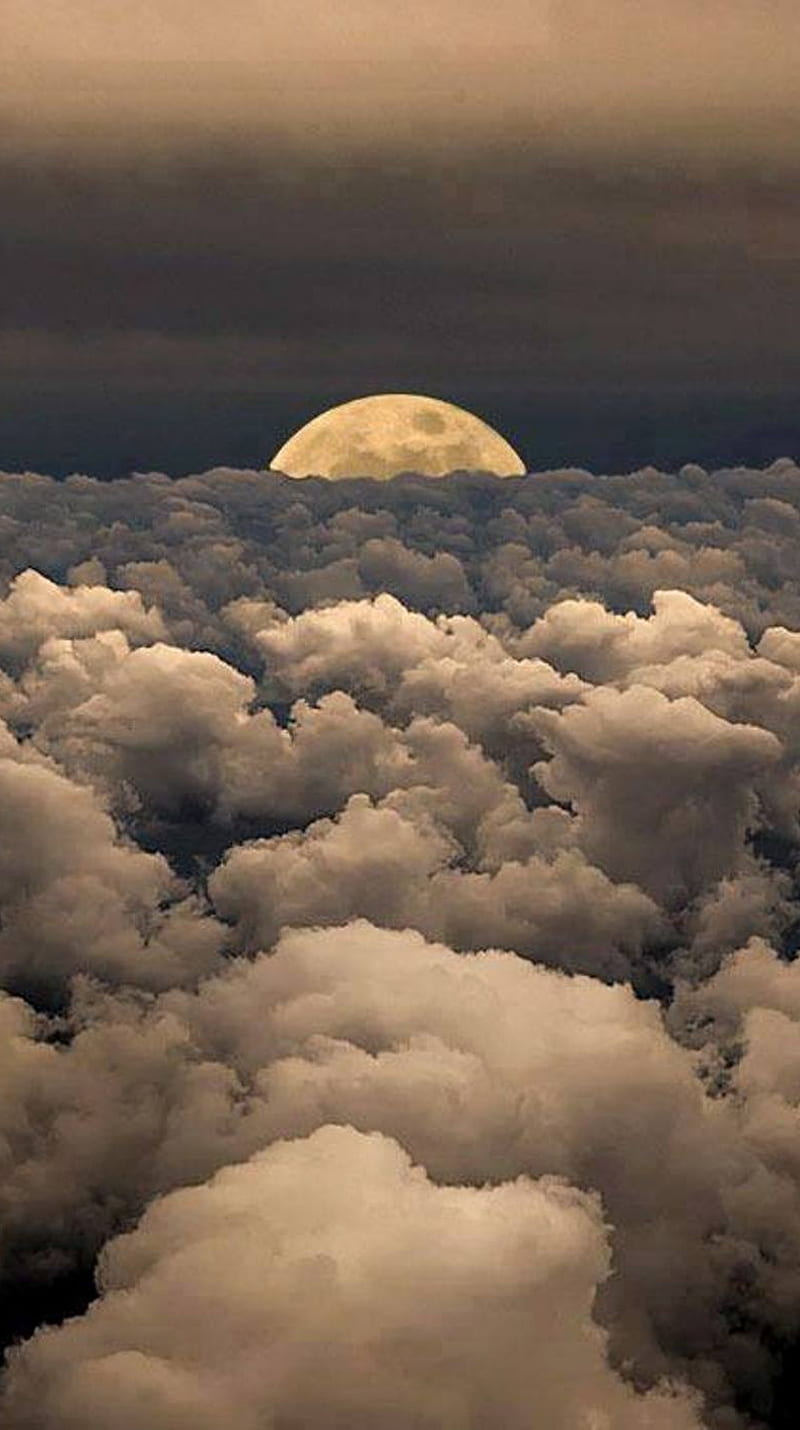 Moon, clouds, nature, view, HD phone wallpaper