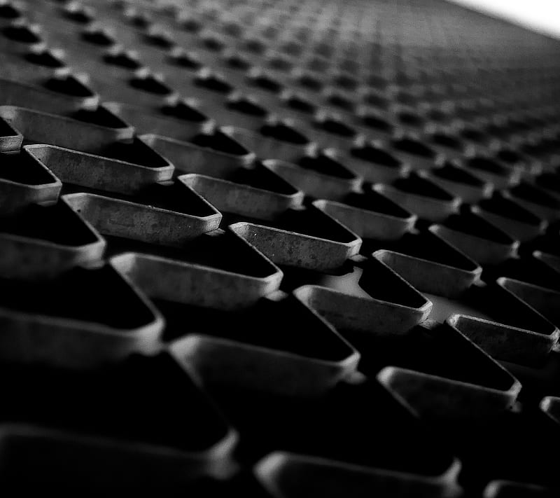 Grid, black, black and white, fence, HD wallpaper