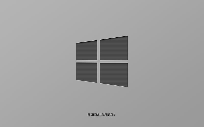 Windows 10, logo, gray background, minimalism, creative art, Windows, HD wallpaper