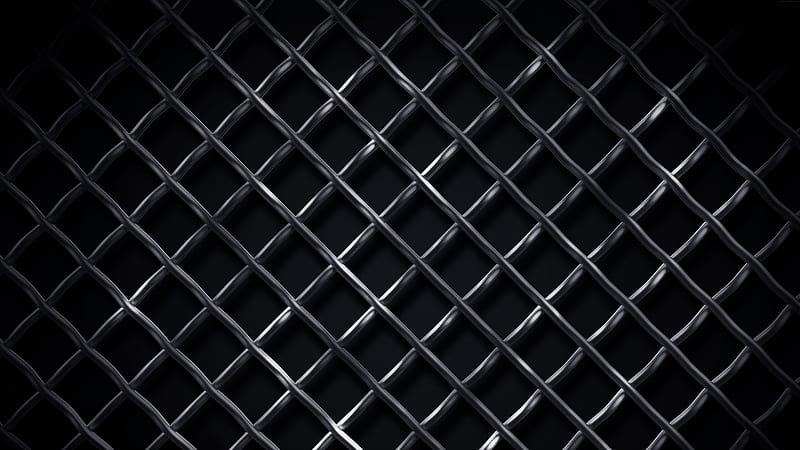 Black Steel Grid, dark background, abstract, grid, 3d abstract, HD wallpaper