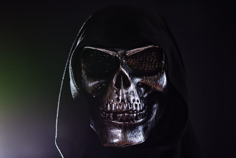 skull mask, black hoodie, scary, horror, Fantasy, HD wallpaper