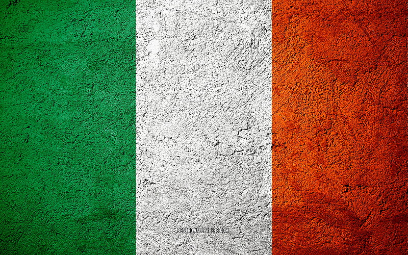 Flag of Ireland, concrete texture, stone background, Ireland flag, Europe, Ireland, flags on stone, HD wallpaper