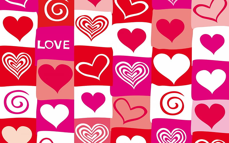 Texture, pattern, red, valentine, card, love, heart, white, pink, HD wallpaper