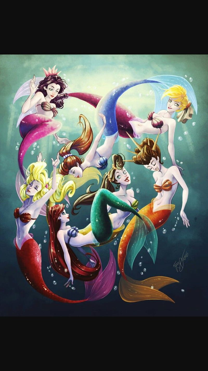ariels sisters, ariel, disney, little mermaid, mermaids, triton, HD phone wallpaper