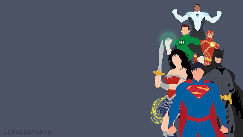 Justice League Minimalist, justice-league, batman, wonder-woman, superman, flash, cyborg, green-lantern, , minimalism, artist, HD wallpaper