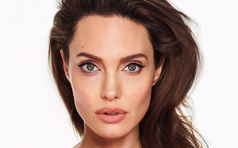 Angelina Jolie portrait, American actress, Hollywood star, hoot, face, beautiful eyes, HD wallpaper